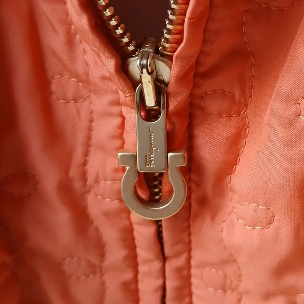 Salvatore Ferragamo Quilted Vest Peach Orange Women's 6 - Picture 5 of 8